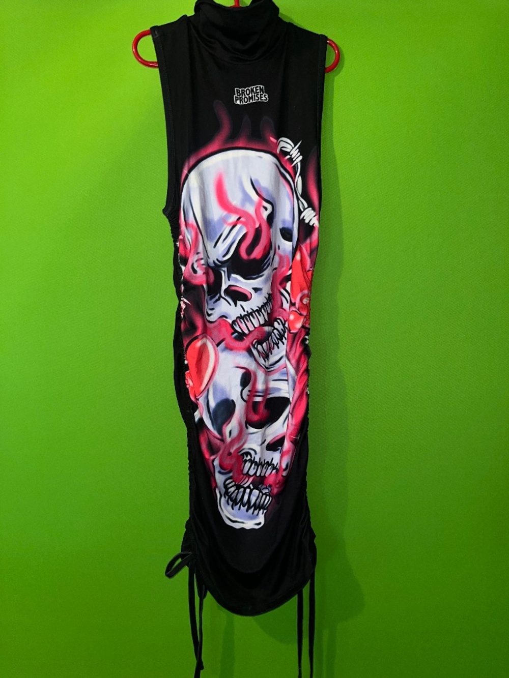 Broken Promises Bodycon Hot Pink Skull Dress